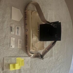 Louis Vuitton Black Leather Mini Tote with Beige Logo Strap